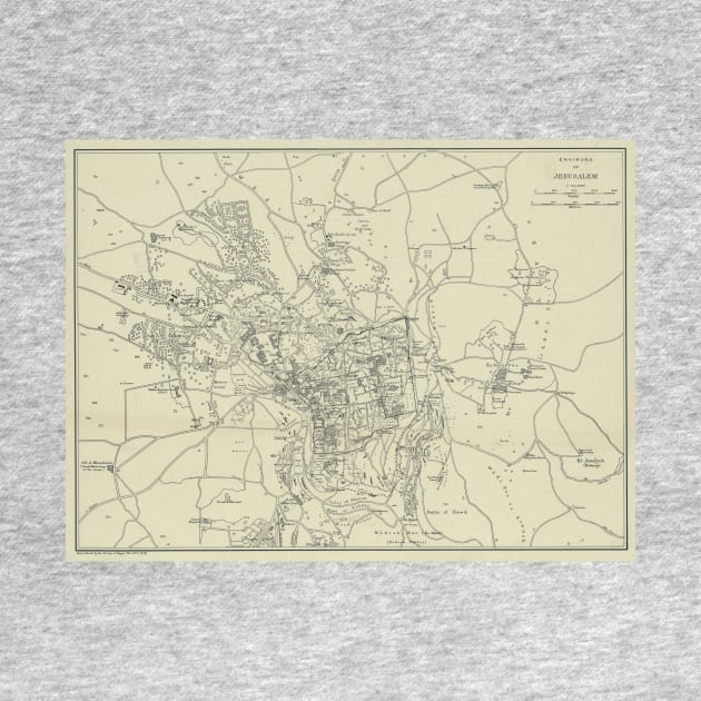 Vintage Map of Jerusalem Israel (1917) by Bravuramedia